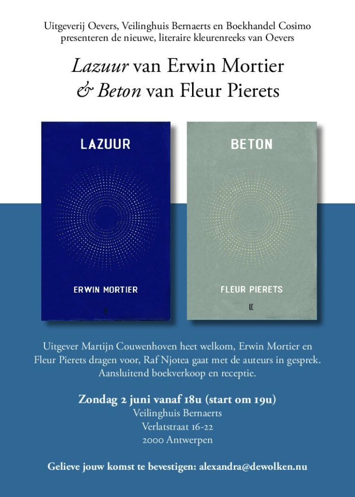 Op 2 juni stellen Fleur Pierets en Erwin Mortier hun nieuwe boeken voor in Platform.