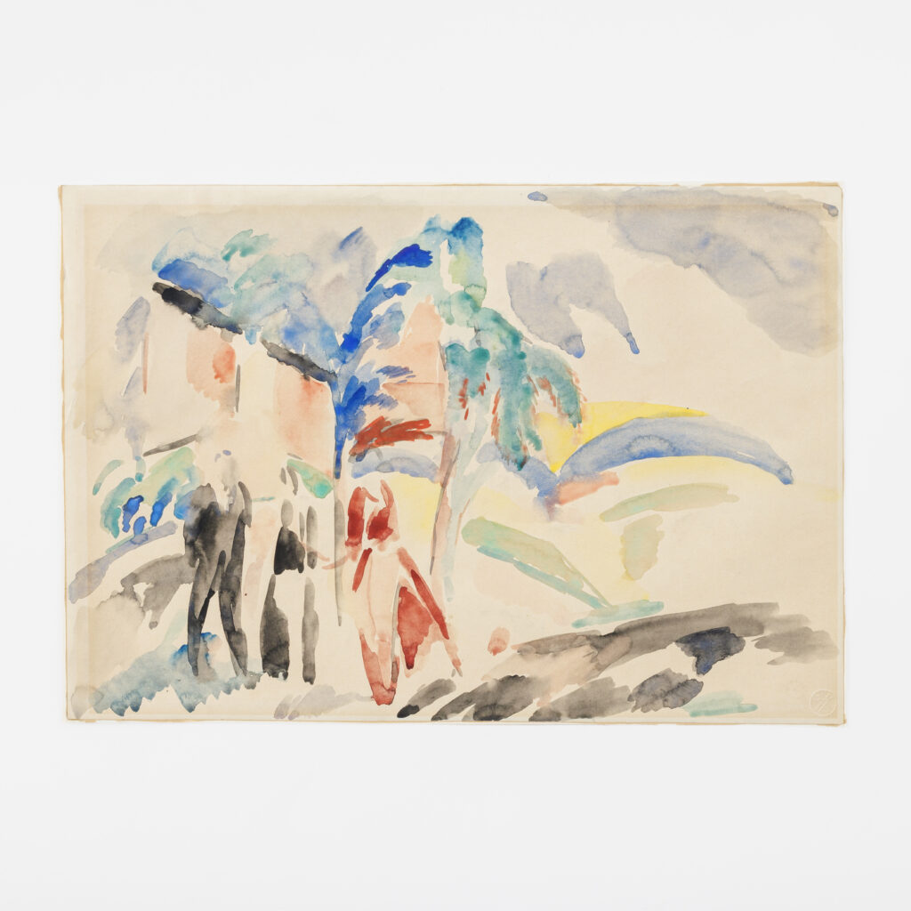 The summer weeks could not be introduced better than with this beautiful drawing. A company seeks coolness in the woods, the colors and brush stroke are as airy as they are refreshing.